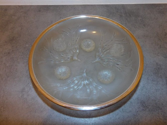 COUPE COUPELLE EN VERRE DECOR DE CHARDON BORDURE EN ARGENT MASSIF