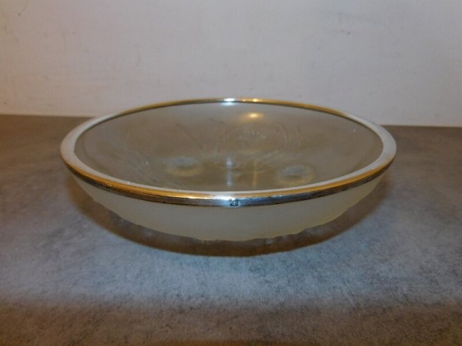 COUPE COUPELLE EN VERRE DECOR DE CHARDON BORDURE EN ARGENT MASSIF