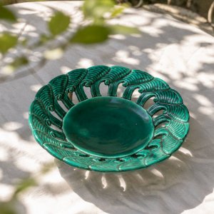 Art Deco forest barbotine cup early 1900s