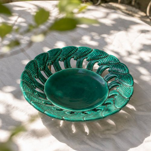 Coupe en barbotine forêt Art Deco début 1900