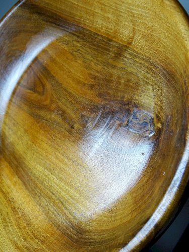 Coupe en bois teck ou acacia, vintage artisanat années 70-2000