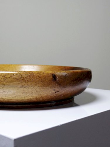 Coupe en bois teck ou acacia, vintage artisanat années 70-2000