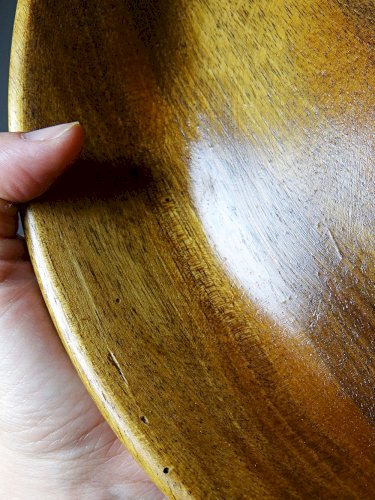 Coupe en bois teck ou acacia, vintage artisanat années 70-2000