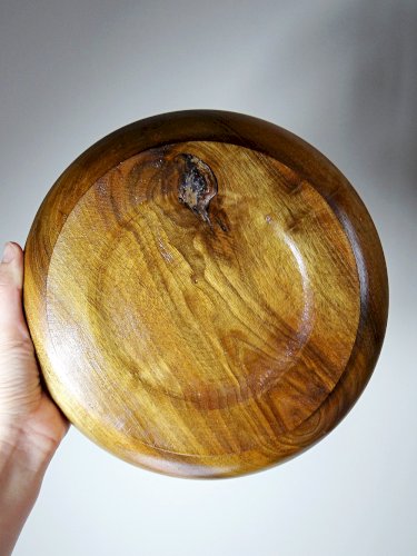 Coupe en bois teck ou acacia, vintage artisanat années 70-2000