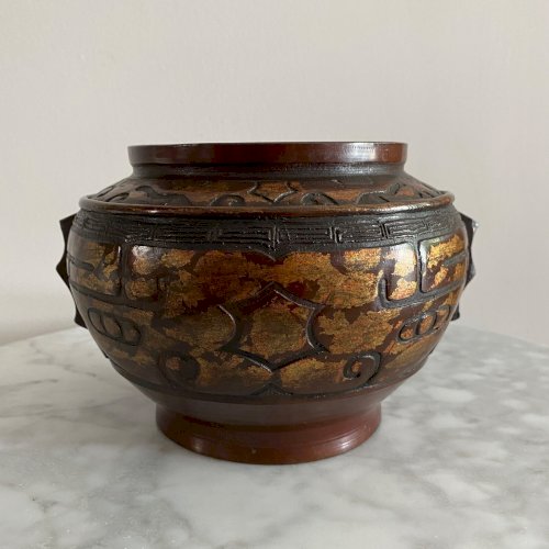 Coupe en bronze rehaussée de dorure Vietnam XXe M3319