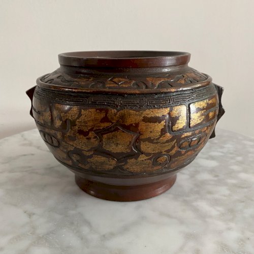 Coupe en bronze rehaussée de dorure Vietnam XXe M3319
