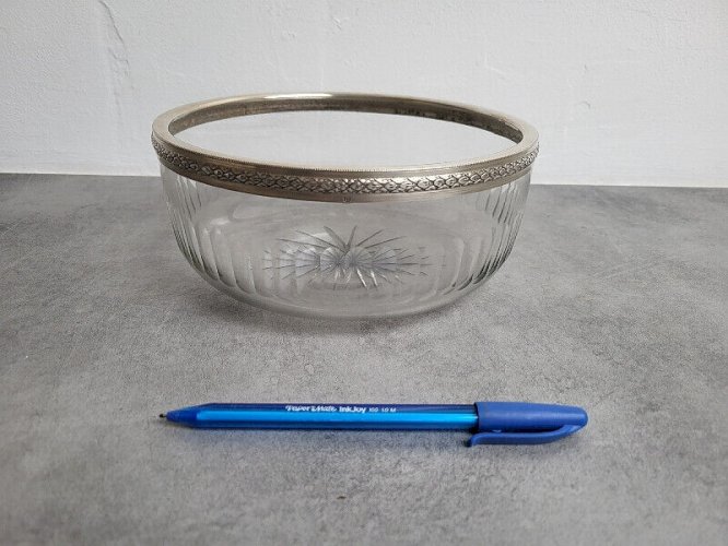 COUPE EN CRISTAL ET ARGENT MASSIF POINCON MINERVE DE 597 GRAMMES