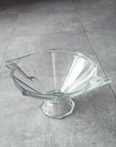 Coupe en verre épais gravée Slovakia Style Art Déco