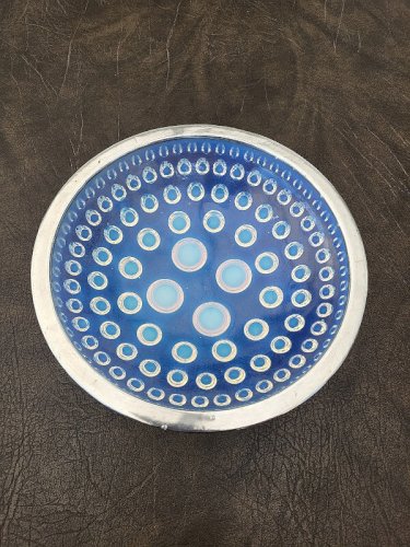 COUPE EN VERRE OPALESCENT ET ARGENT MASSIF SAUMONT FRANCE N° 3