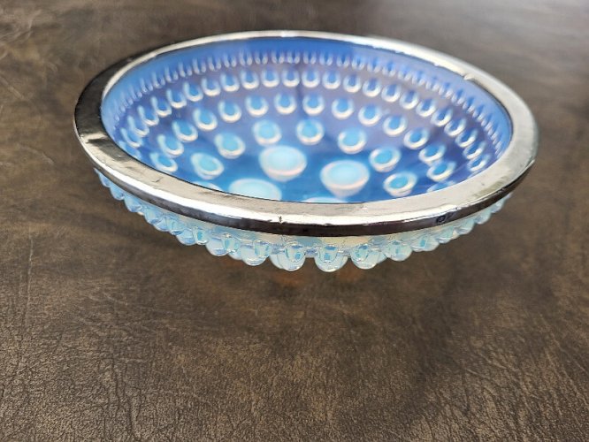 COUPE EN VERRE OPALESCENT ET ARGENT MASSIF SAUMONT FRANCE N° 3
