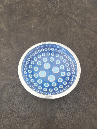 COUPE EN VERRE OPALESCENT ET ARGENT MASSIF SAUMONT FRANCE N° 3