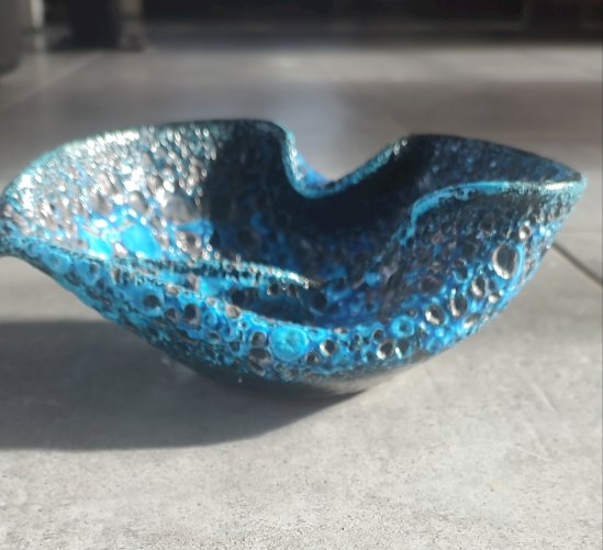 Coupe Fat Lava en céramique Le Cyclope, Émaux des Glaciers Années 1960