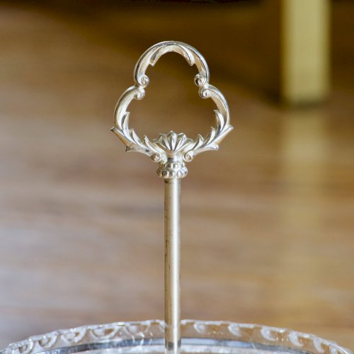 Coupe montée / corbeille de 1950 en cristal et métal argenté