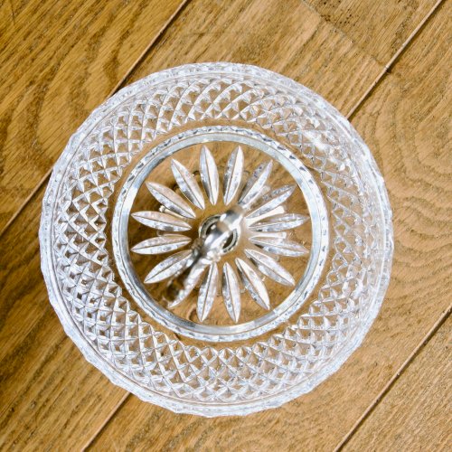 Coupe montée / corbeille de 1950 en cristal et métal argenté