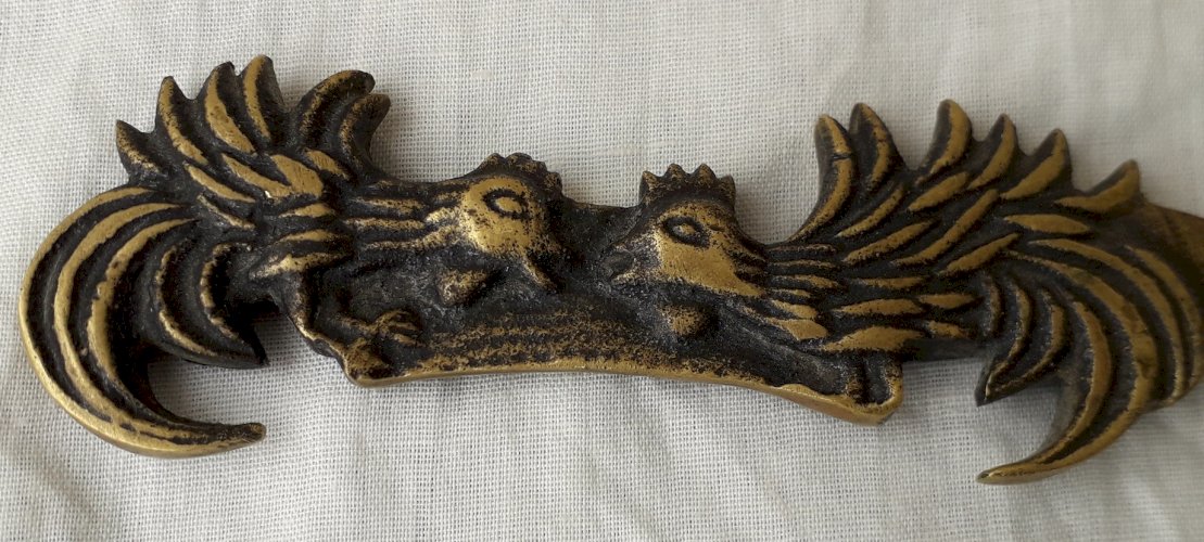 Coupe papier coqs en bronze