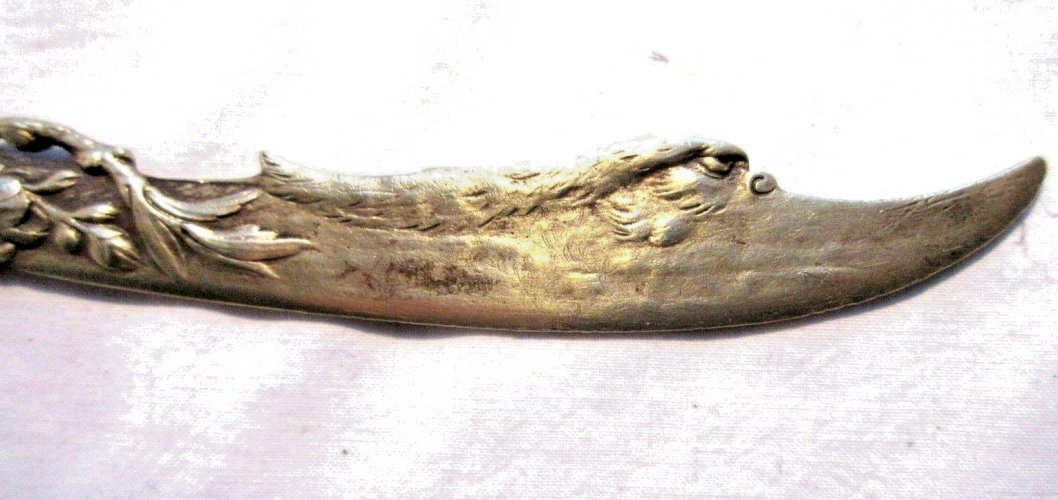 Coupe papier, Ouvre-lettre bronze Napoléon III: Feuilles, Fleurs, Tête d'animal