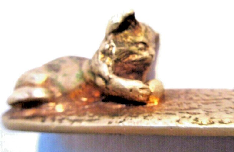 Coupe papier, Ouvre-lettre bronze Napoléon III: Sculpture CHAT signé DELAUME?