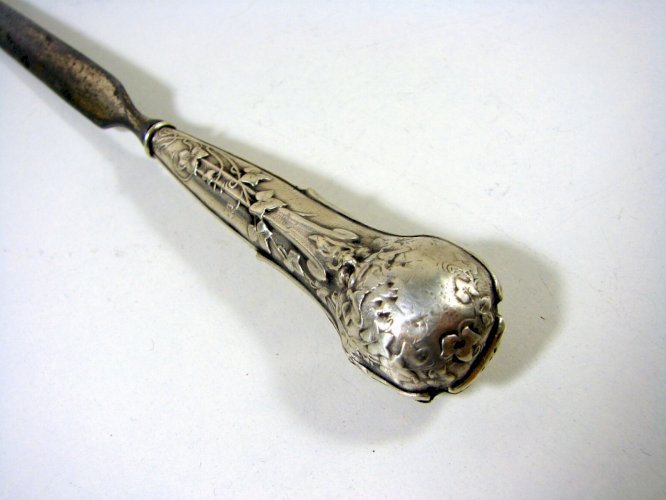 Coupe Papier Ouvre Lettre Manche Argent Sculpté Epoque Art Nouveau