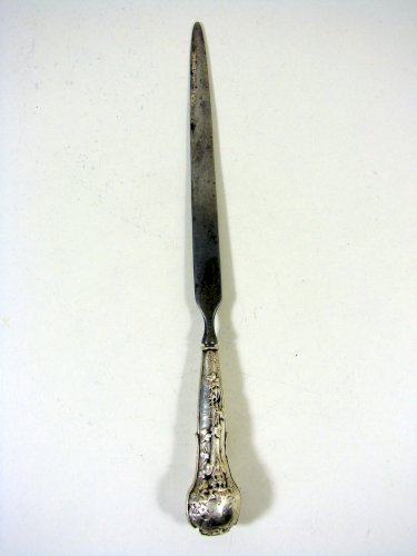 Coupe Papier Ouvre Lettre Manche Argent Sculpté Epoque Art Nouveau