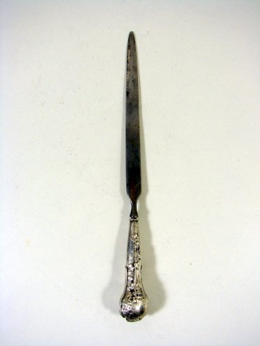 Coupe Papier Ouvre Lettre Manche Argent Sculpté Epoque Art Nouveau