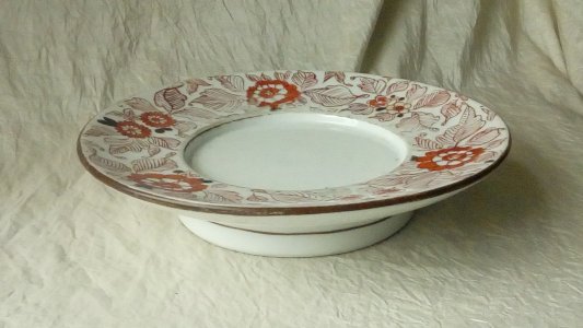 FLAT PLATE COMPOTE DISH IN THICK IMARI PORCELAIN CHINA LATE 19TH CENTURY*