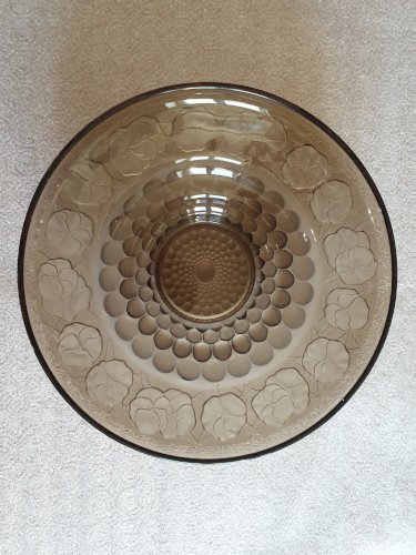 Coupe plat style Art déco en verre fumé marron diamètre 28 cm, Vallérysthal Troisfontaines Moselle