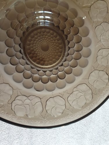 Coupe plat style Art déco en verre fumé marron diamètre 28 cm, Vallérysthal Troisfontaines Moselle