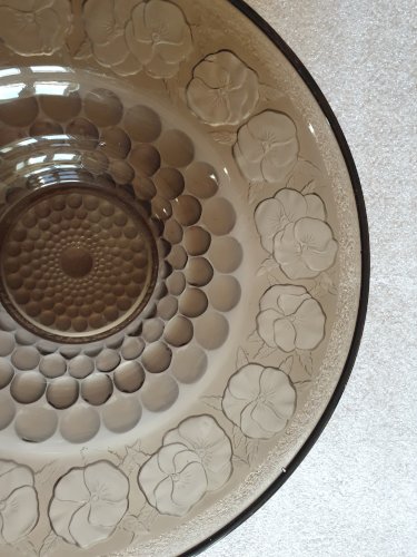 Coupe plat style Art déco en verre fumé marron diamètre 28 cm, Vallérysthal Troisfontaines Moselle