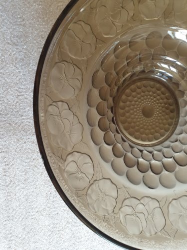 Coupe plat style Art déco en verre fumé marron diamètre 28 cm, Vallérysthal Troisfontaines Moselle