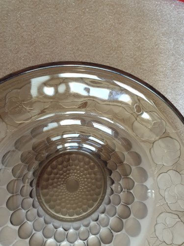 Coupe plat style Art déco en verre fumé marron diamètre 28 cm, Vallérysthal Troisfontaines Moselle