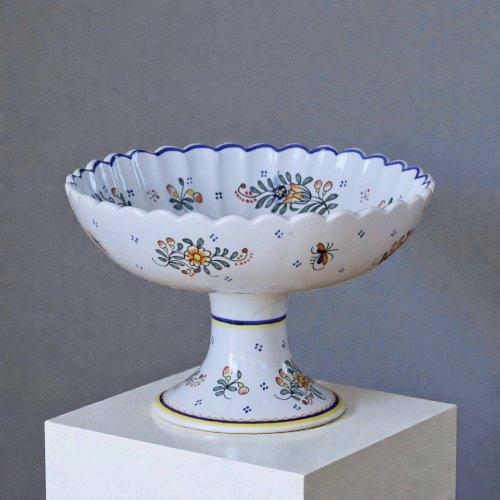 Coupe sur piédouche artisanale du Moustiers