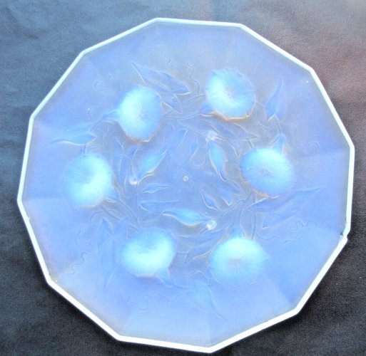 Coupe verre opalescent Art Déco, les Liserons signé VERLUX France (Verlys)