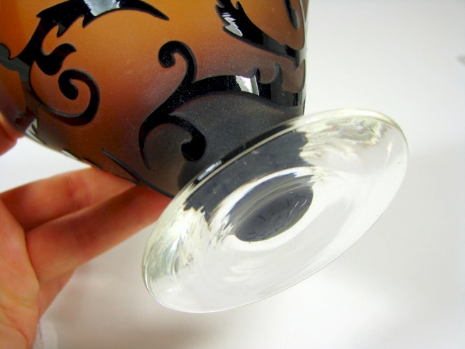 Coupe Verre sur Piédouche à Décor Dégagé à l'Acide pas Signée TBE