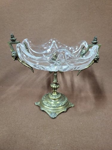 COUPE VIDE POCHE EN BRONZE ET VERRE TETE DE BELIER