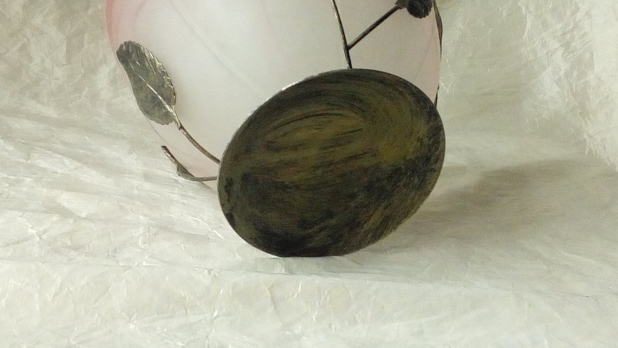 COUPE VIDE POCHE EN VERRE MOULE PRESSÉ MONTURE EN METAL STYLE ART DÉCO *