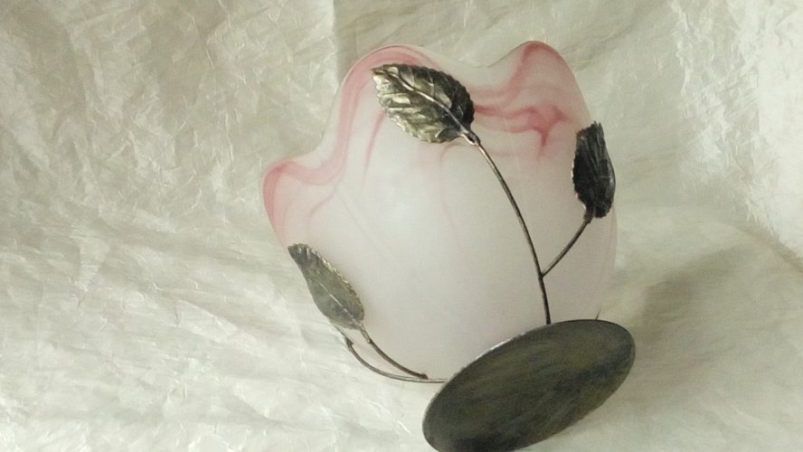 COUPE VIDE POCHE EN VERRE MOULE PRESSÉ MONTURE EN METAL STYLE ART DÉCO *