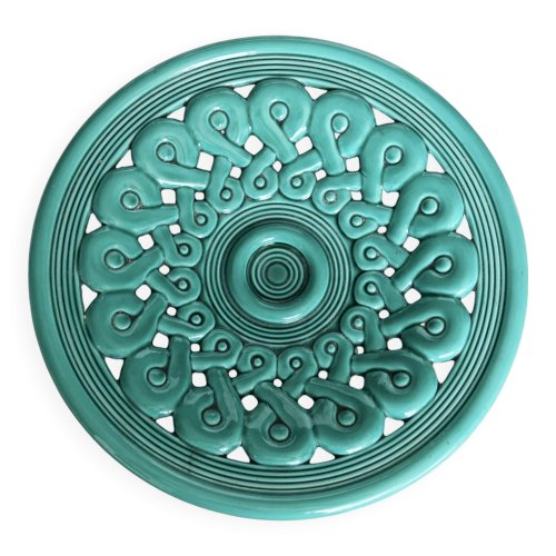 Coupe vintage en céramique tressée turquoise