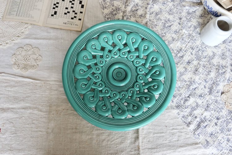 Coupe vintage en céramique tressée turquoise