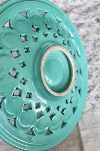 Coupe vintage en céramique tressée turquoise