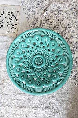 Coupe vintage en céramique tressée turquoise