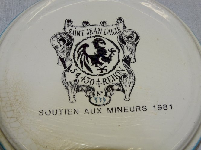 -COUPELLE  EMAUX Craquelés  SY JEAN L'AIGLE BAZAILLES SOUTIEN AUX MINEURS 1981 D
