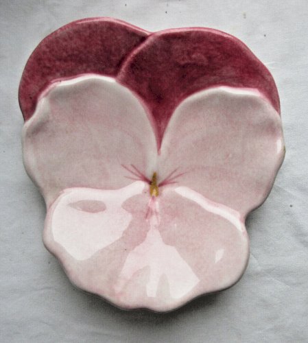 Coupelle en céramique signée Italy: Une pensée rouge et rose