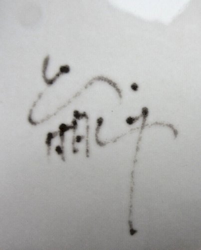 Coupelle en céramique signée Italy: Une pensée rouge et rose