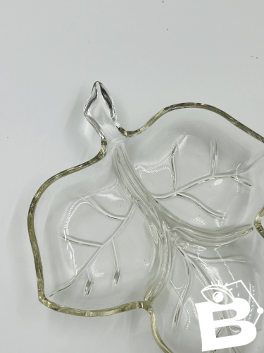 Coupelle feuille en verre vintage