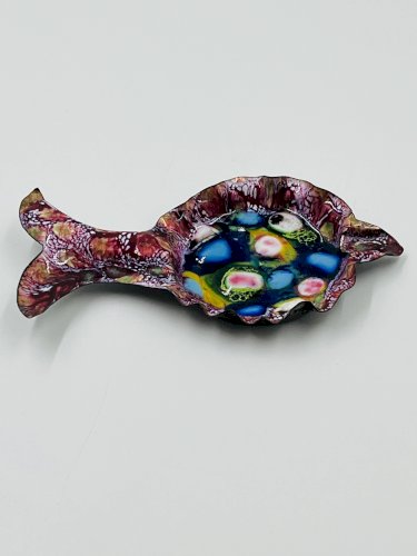 Coupelle Poisson Vintage Émaux sur Cuivre Moderniste 70s