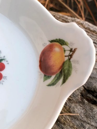 Coupelle rétro vintage en porcelaine Apilco motifs fruits