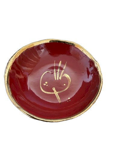 coupelle vide poche ceramique orange dorure Agnes Raffier Marseille artisanat