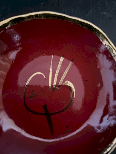 coupelle vide poche ceramique orange dorure Agnes Raffier Marseille artisanat