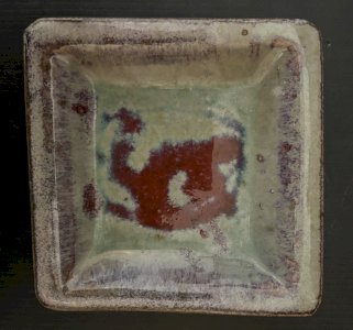 Green Red Pocket Bowl Stoneware Signed To Identify Ceramic Crafts