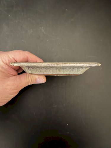 Coupelle Vide-poche vert rouge Grès Signée A Identifier  Céramique artisanat